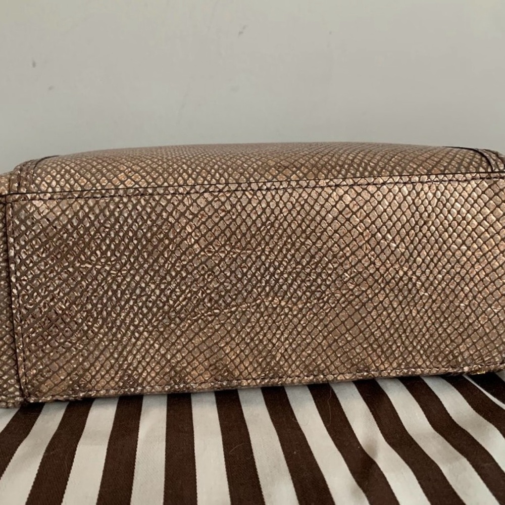Henri Bendel A-List Rose Gold Metallic Snake Embossed Mini Satchel. - Picture 5 of 8
